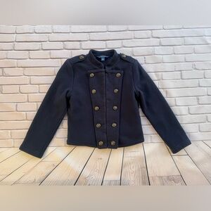 POLO Ralph Lauren Girls Military Jacket 6 Navy Blue Crop Cotton Bronze Button